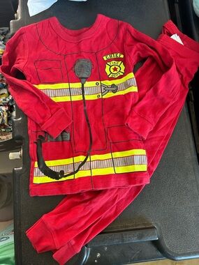 GAP Red Firefighter Chief Pajama Set with Yellow Accents